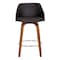 Armen Living Alec 26" Counter Height Swivel Brown Faux Leather and Walnut Wood Bar Stool LCAEBAWABR26 - alternate 2